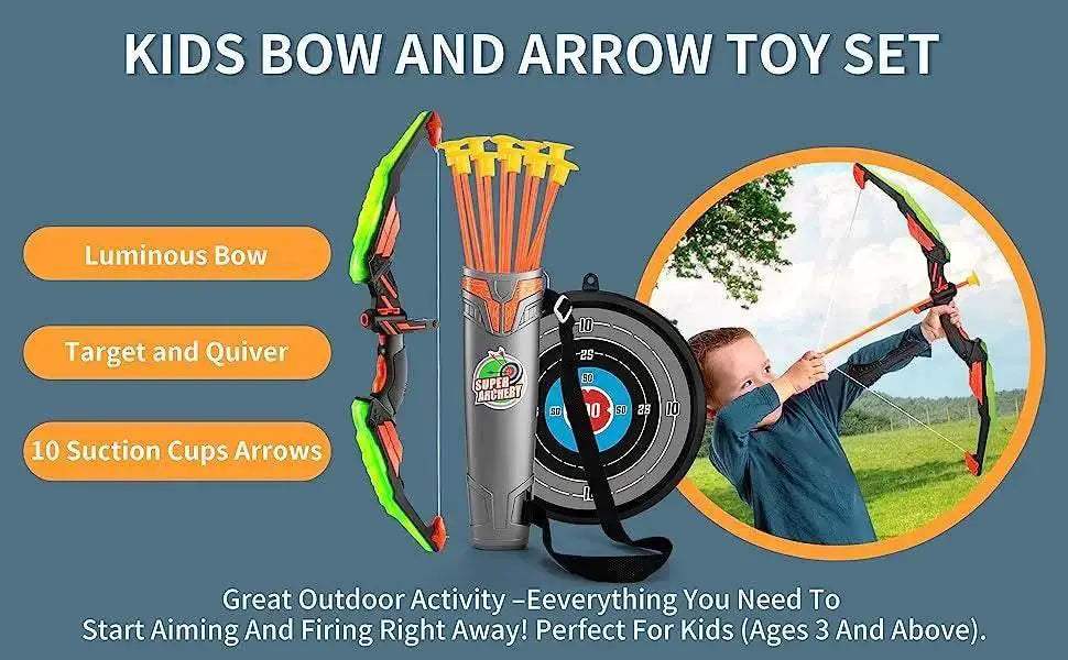  Kids Bow and Arrow Set with LED Lights and 10 Arrows -  ToylandEU™