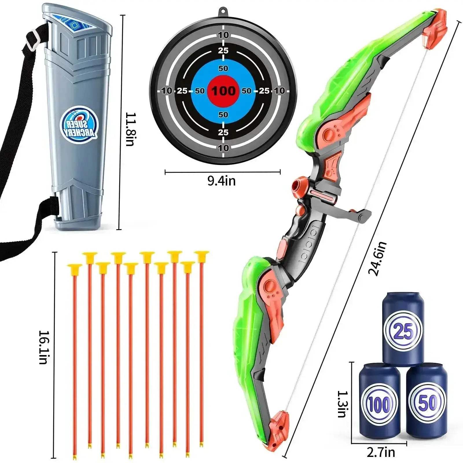  Kids Bow and Arrow Set with LED Lights and 10 Arrows -  ToylandEU™
