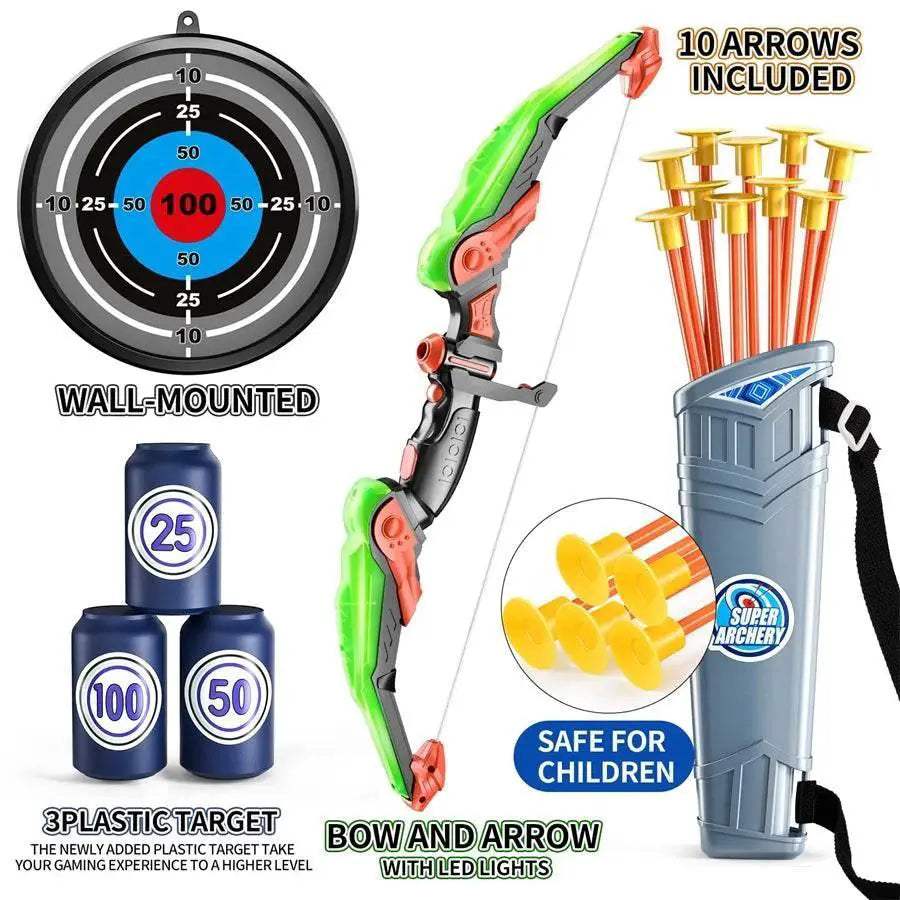  Kids Bow and Arrow Set with LED Lights and 10 Arrows -  ToylandEU™