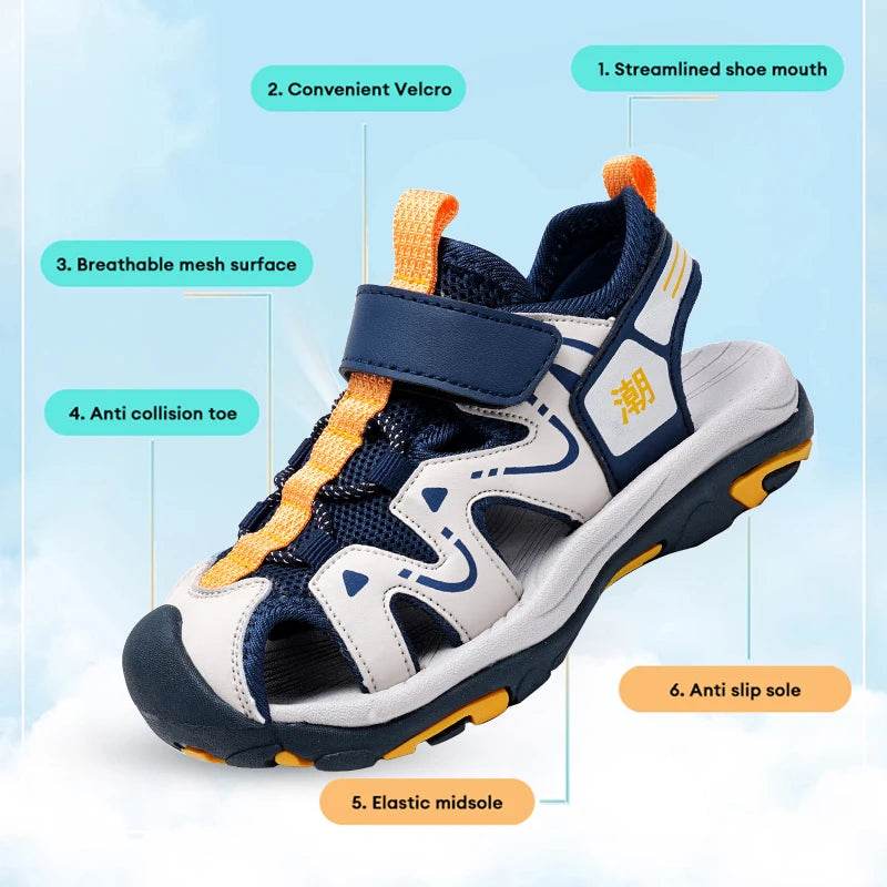 Kids' Breathable Beach Outdoor Sandals with Hook & Loop - ToylandEU