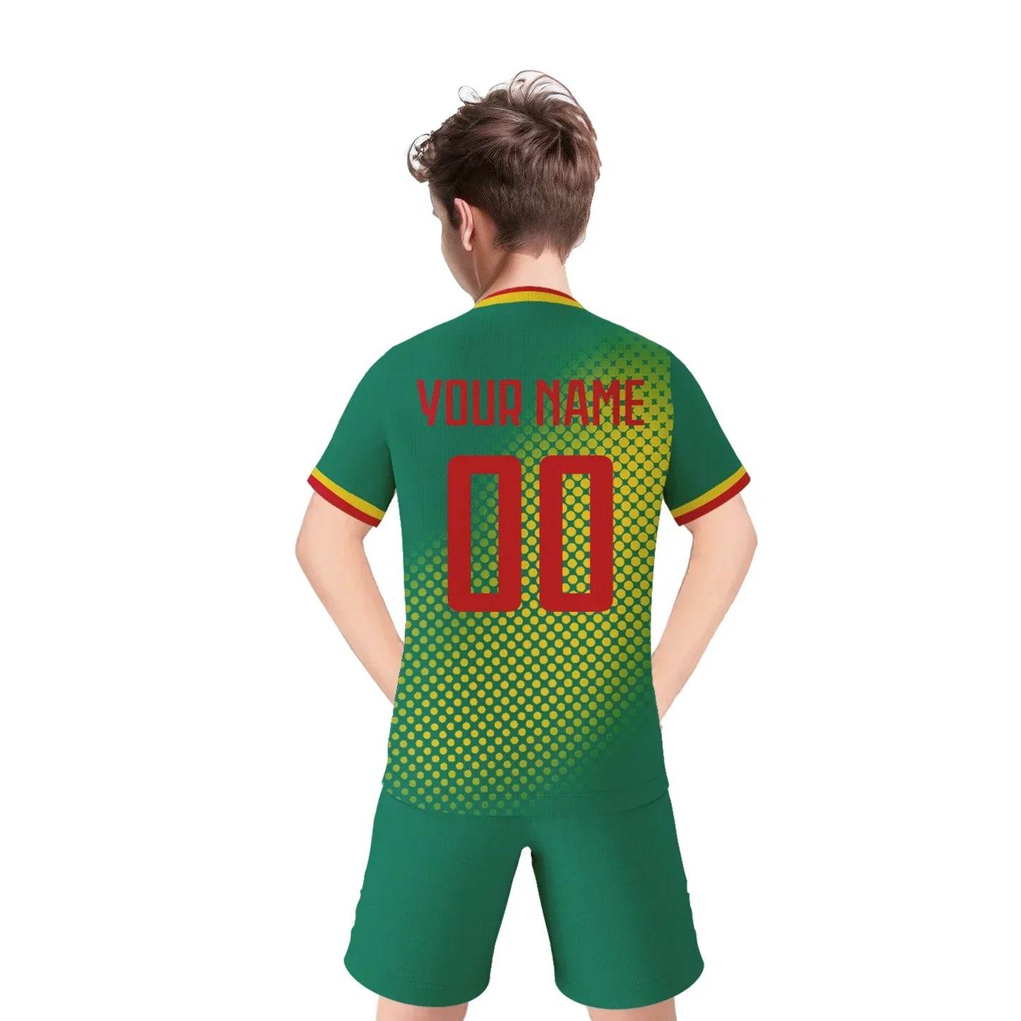 Kids Cameroon National Team Soccer Jersey Knit - Custom Name And Number, Unisex Youth Shirt And Shorts, Training Uniform - ToylandEU