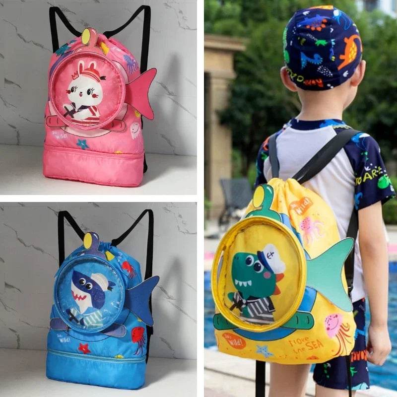 Kids Cartoon Cute Backpack Swimming Bag Waterproof Dry Wet Bag for Boys Girls Shoes Goggles Storage - ToylandEU