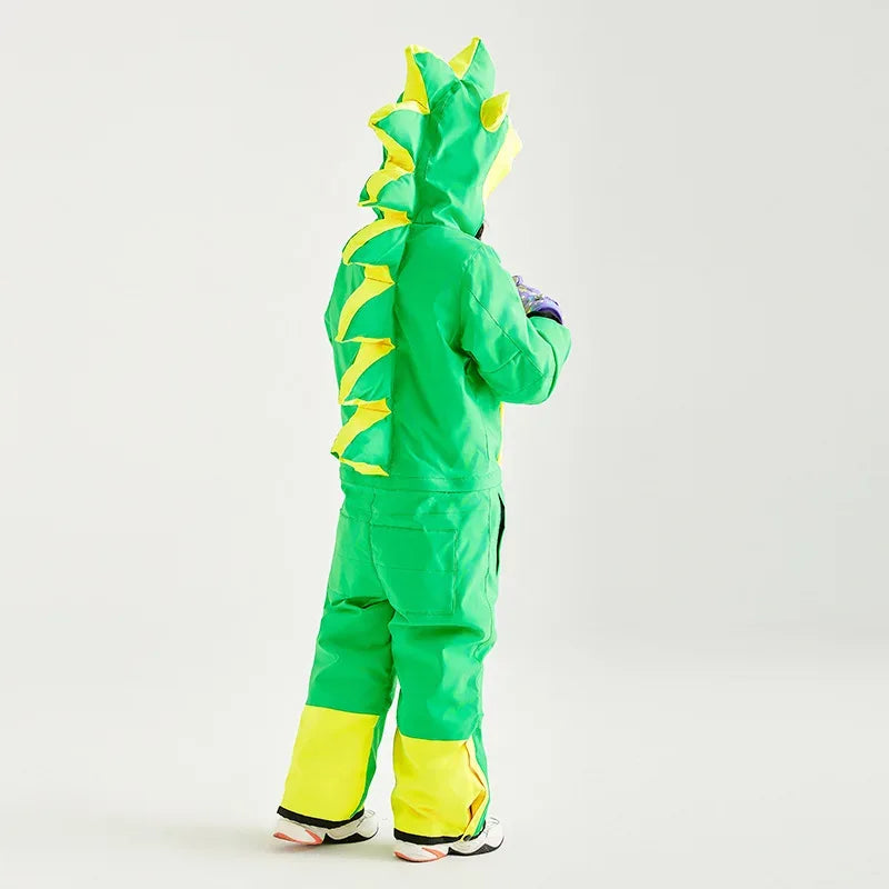 Kids Cartoon Dinosaur Ski Suit One Piece Waterproof Winter Gear - ToylandEU