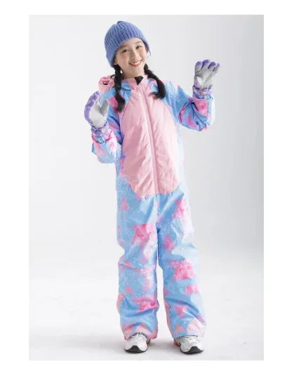 Kids Cartoon Dinosaur Ski Suit One Piece Waterproof Winter Gear - ToylandEU