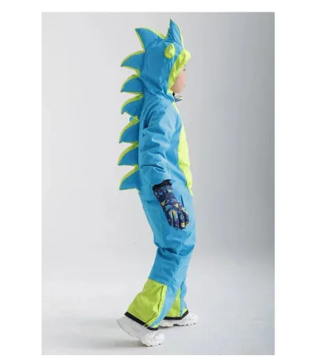 Kids Cartoon Dinosaur Ski Suit One Piece Waterproof Winter Gear - ToylandEU