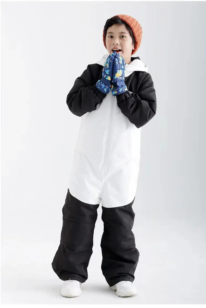 Kids Cartoon Dinosaur Ski Suit One Piece Waterproof Winter Gear - ToylandEU