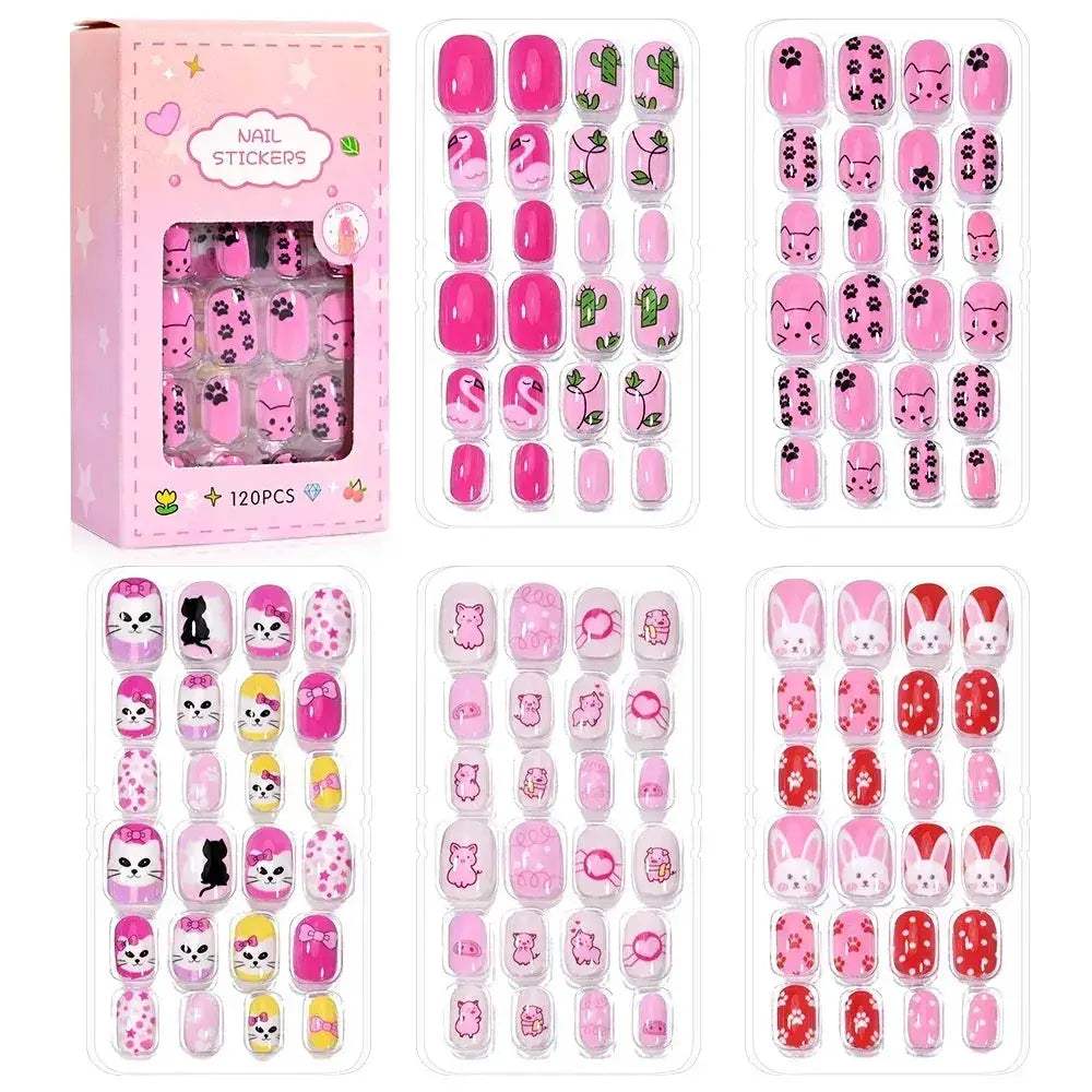 Kids Cartoon Nail Tips Set Full Coverage Colorful False Nails - ToylandEU