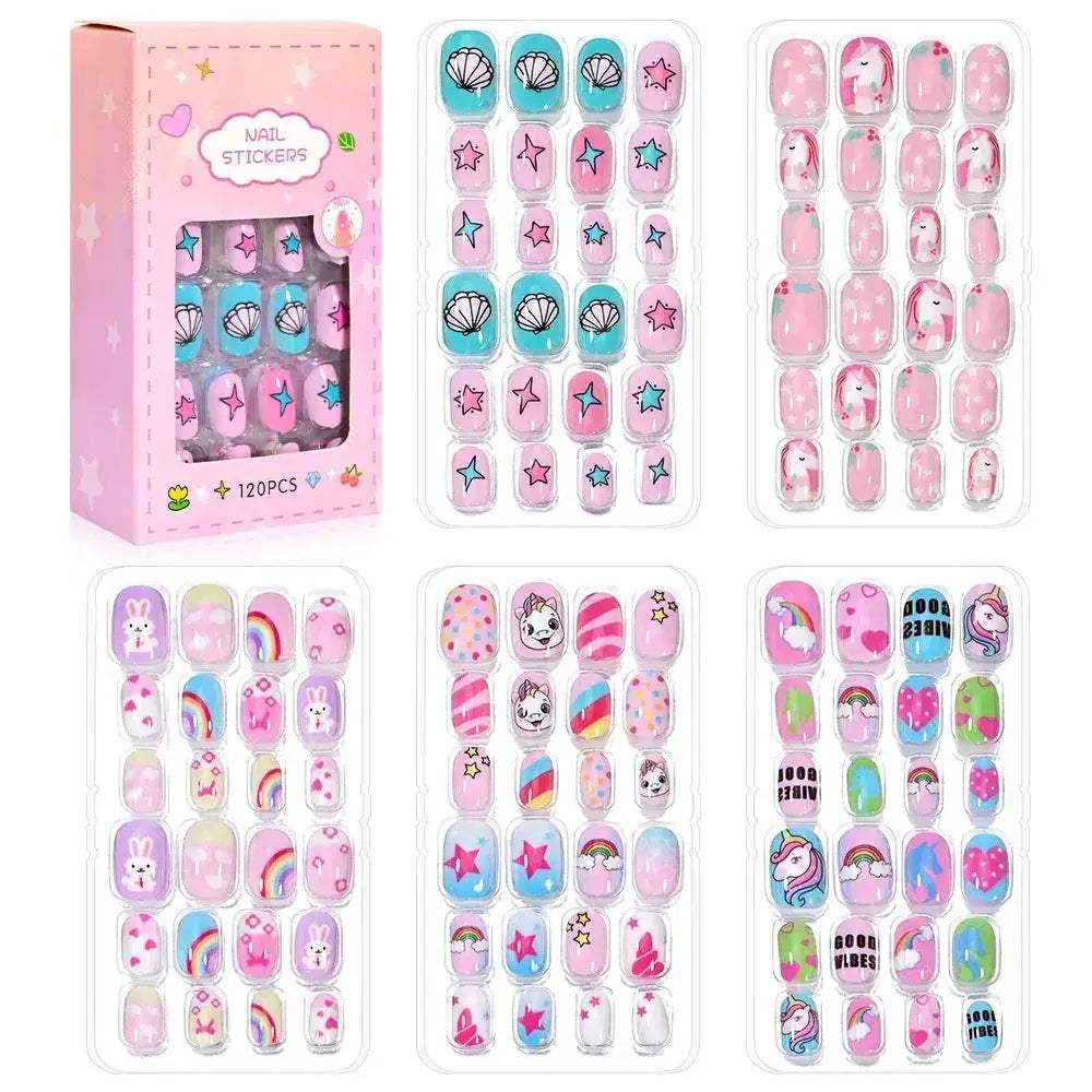 Kids Cartoon Nail Tips Set Full Coverage Colorful False Nails - ToylandEU