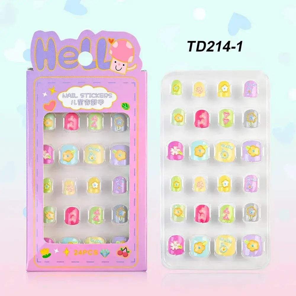 Kids Cartoon Nail Tips Set Full Coverage Colorful False Nails - ToylandEU