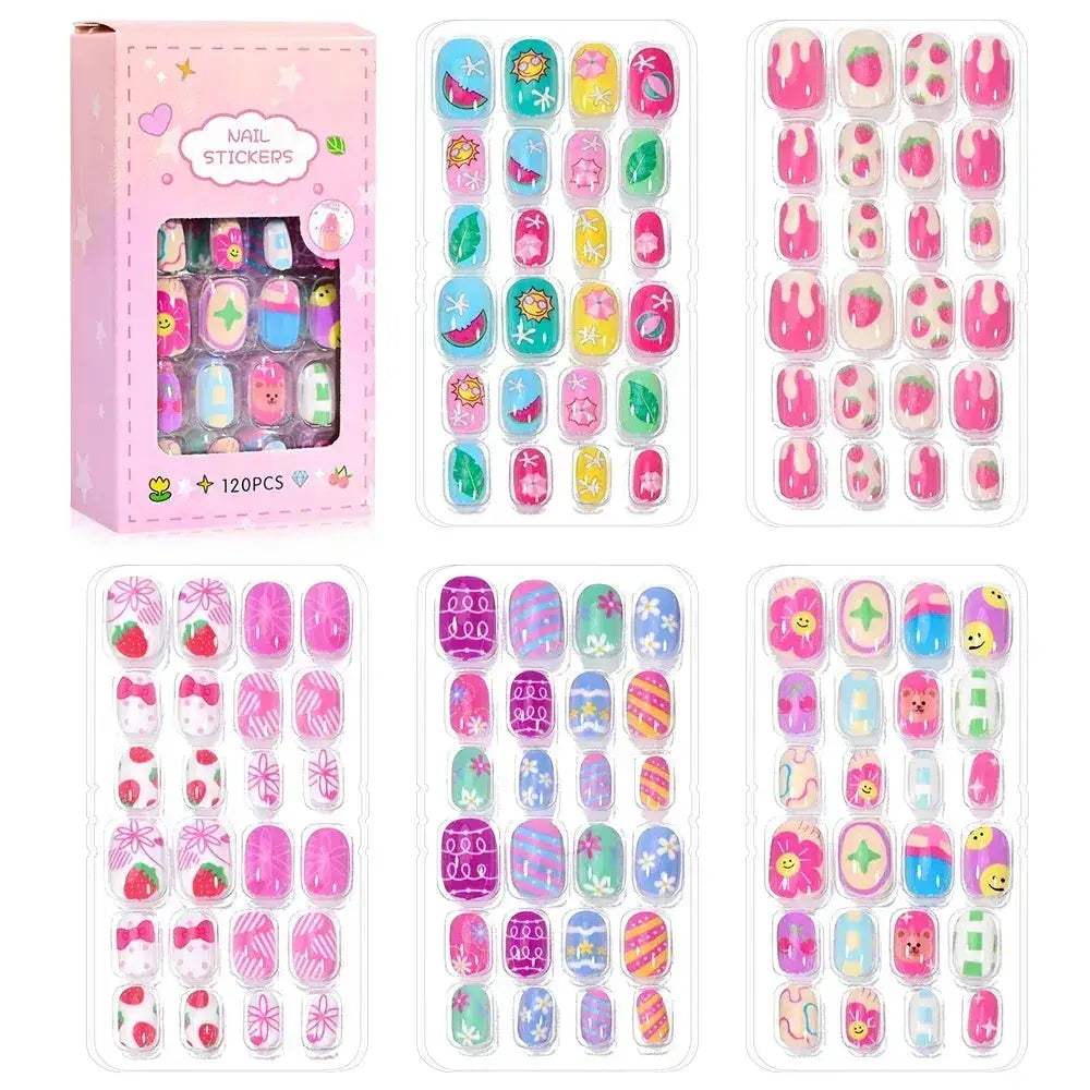 Kids Cartoon Nail Tips Set Full Coverage Colorful False Nails - ToylandEU