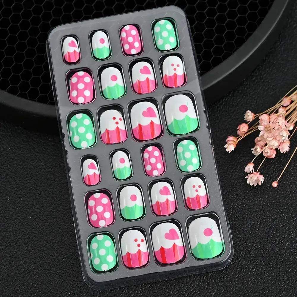 Kids Cartoon Nail Tips Set Full Coverage Colorful False Nails - ToylandEU