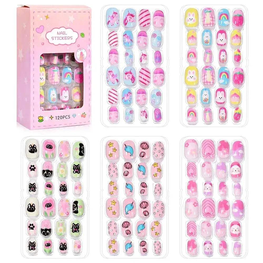 Kids Cartoon Nail Tips Set Full Coverage Colorful False Nails - ToylandEU