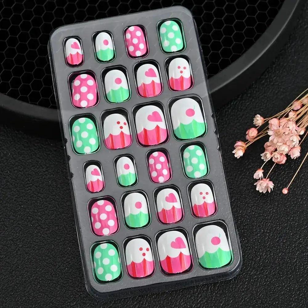  Kids Cartoon Nail Tips Set Full Coverage False Nails -  ToylandEU™