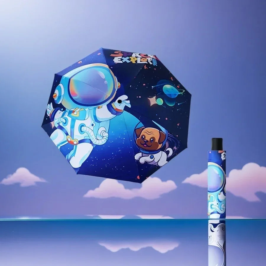 Kids Cartoon Umbrella Windproof Folding With Reflective Stripe - ToylandEU