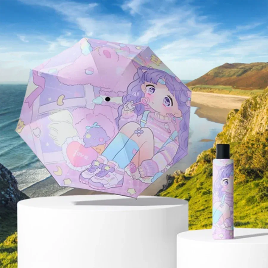 Kids Cartoon Umbrella Windproof Folding With Reflective Stripe - ToylandEU