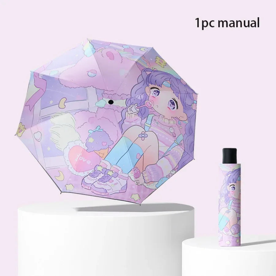 Kids Cartoon Umbrella Windproof Folding With Reflective Stripe - ToylandEU