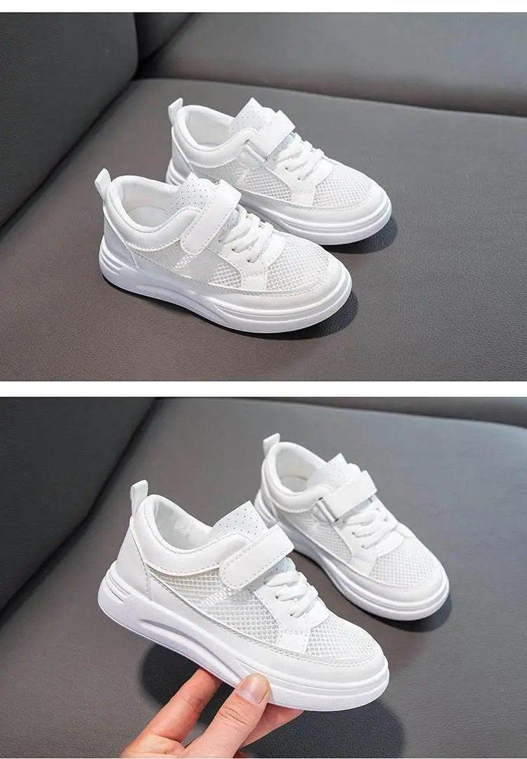  Kids Casual Sports Sneakers - Soft Leather Breathable Board Shoes for Boys and Girls in White -  ToylandEU™