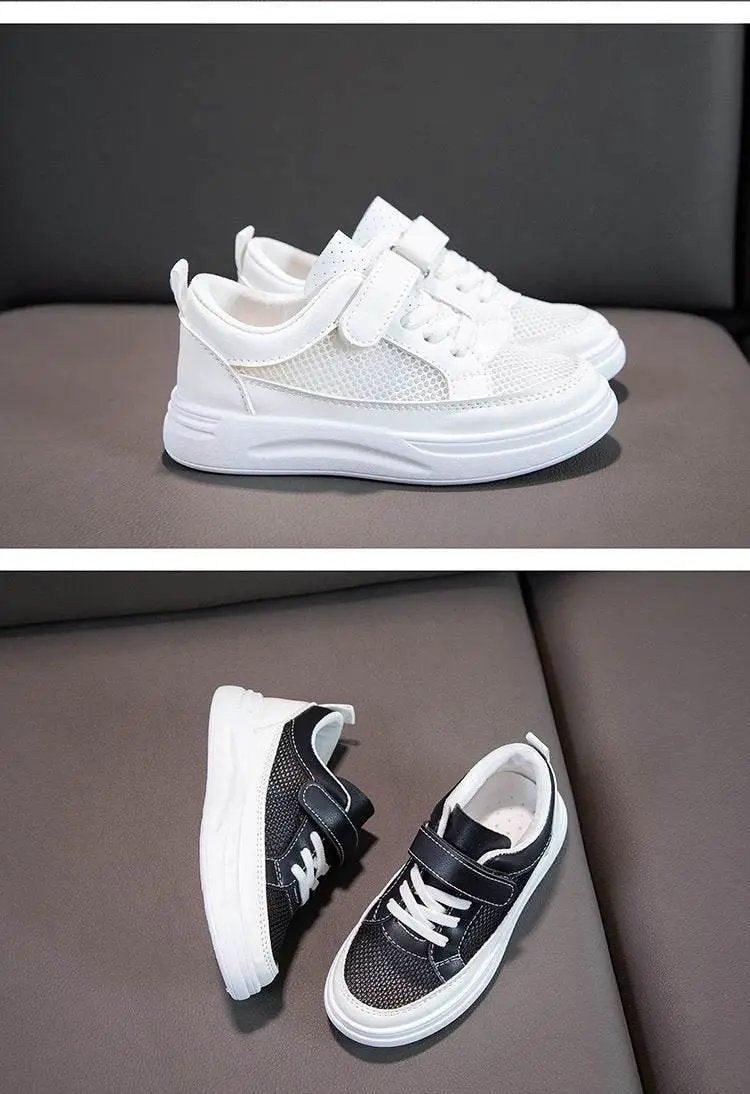  Kids Casual Sports Sneakers - Soft Leather Breathable Board Shoes for Boys and Girls in White -  ToylandEU™