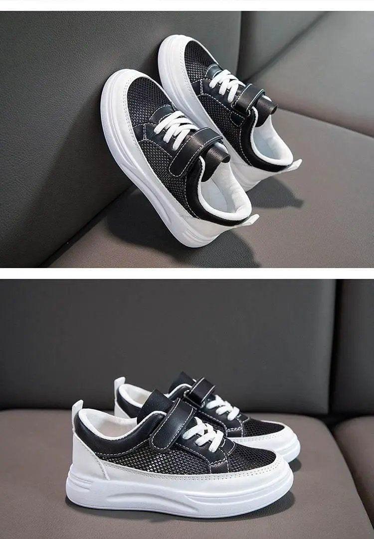  Kids Casual Sports Sneakers - Soft Leather Breathable Board Shoes for Boys and Girls in White -  ToylandEU™