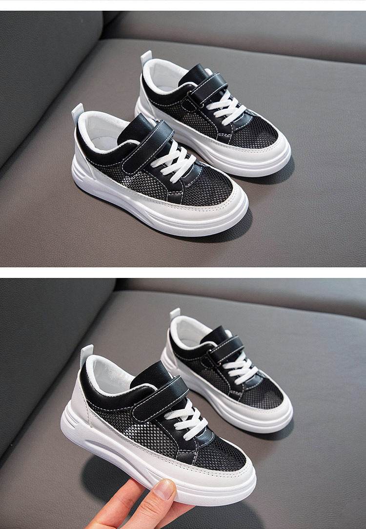 Kids Casual Sports Sneakers - Soft Leather Breathable Board Shoes for Boys and Girls in White - ToylandEU