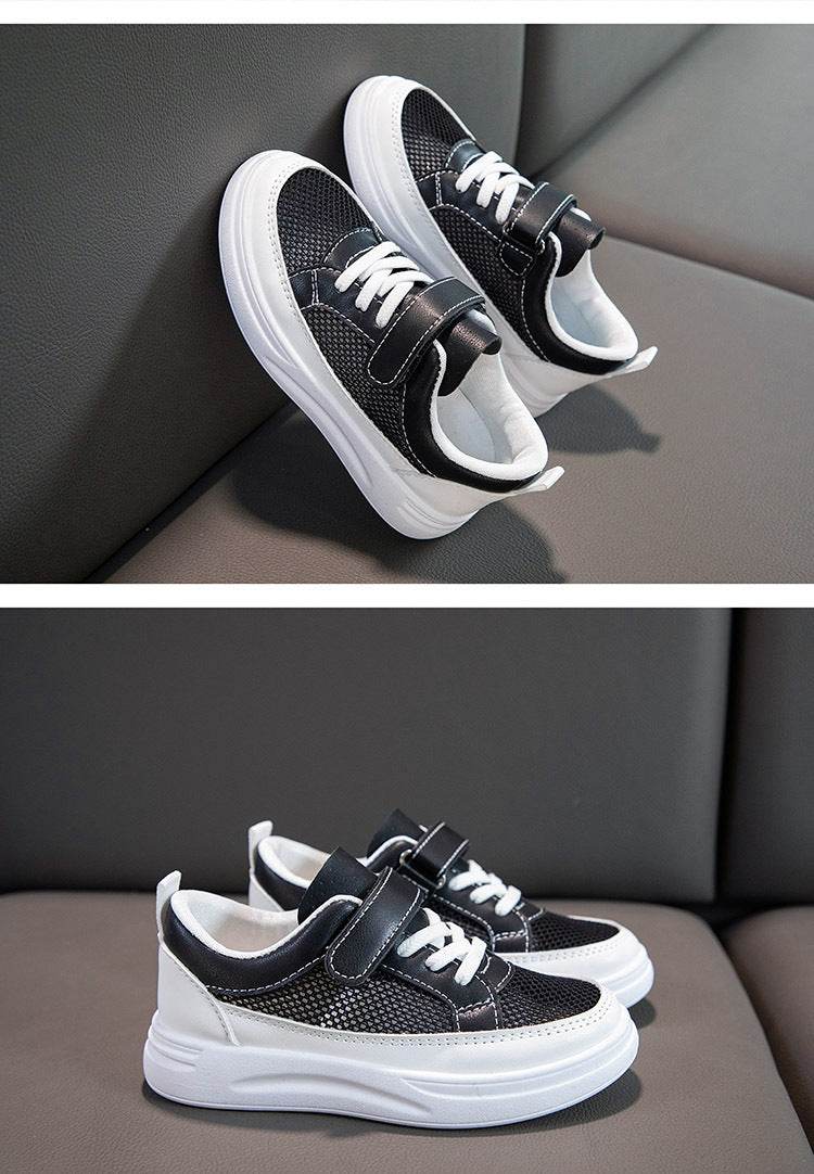 Kids Casual Sports Sneakers - Soft Leather Breathable Board Shoes for Boys and Girls in White - ToylandEU