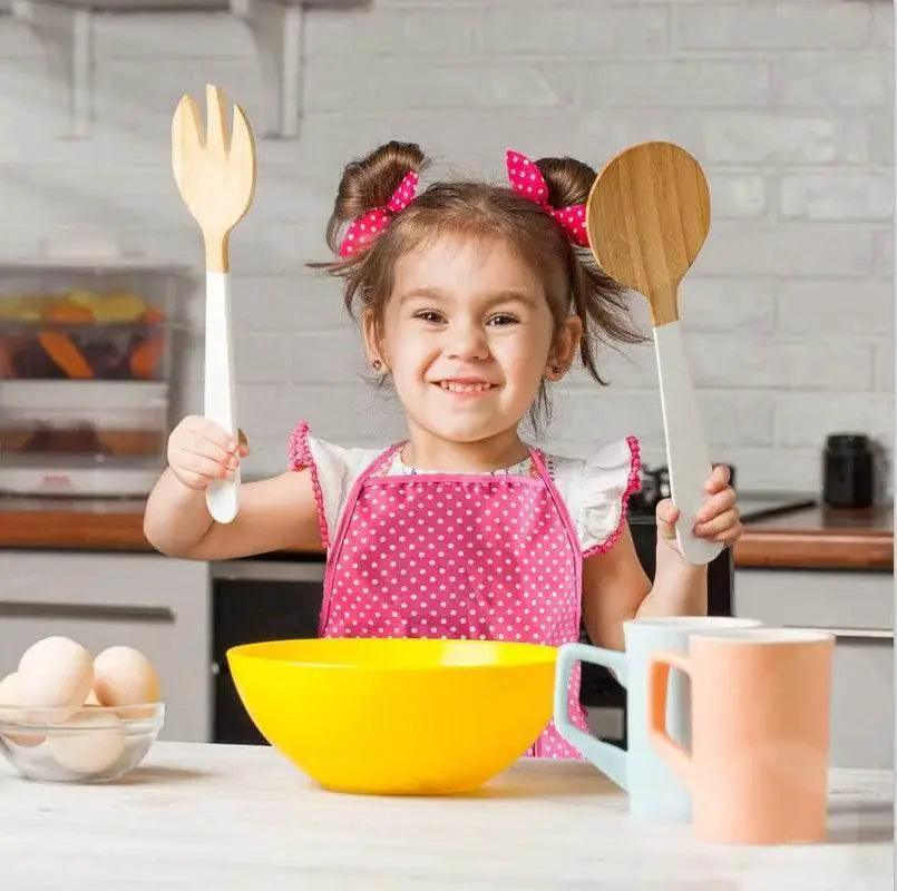  11 Piece Set Apron for Little Girls Kids Cooking Baking Set with Chef Hat Mitt and Utensils for Toddler Dress Up Chef Costume Role Play -  ToylandEU™