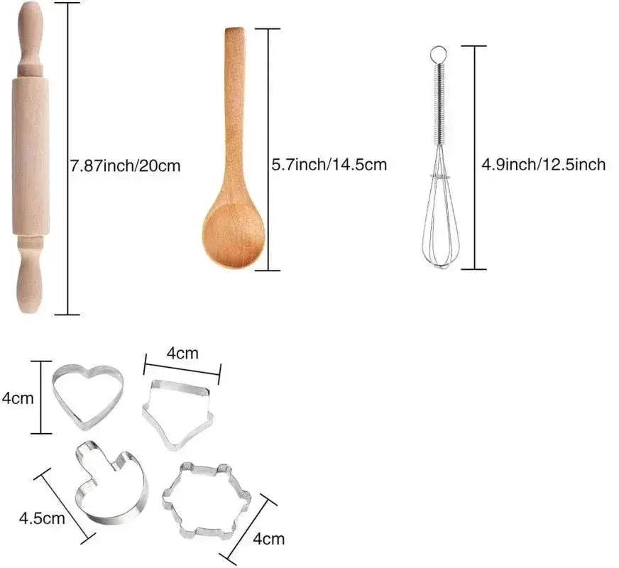  11 Piece Set Apron for Little Girls Kids Cooking Baking Set with Chef Hat Mitt and Utensils for Toddler Dress Up Chef Costume Role Play -  ToylandEU™