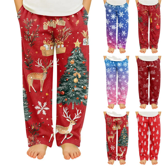 Kids Christmas Pajama Pants With Cartoon Print For Cozy Nights - ToylandEU