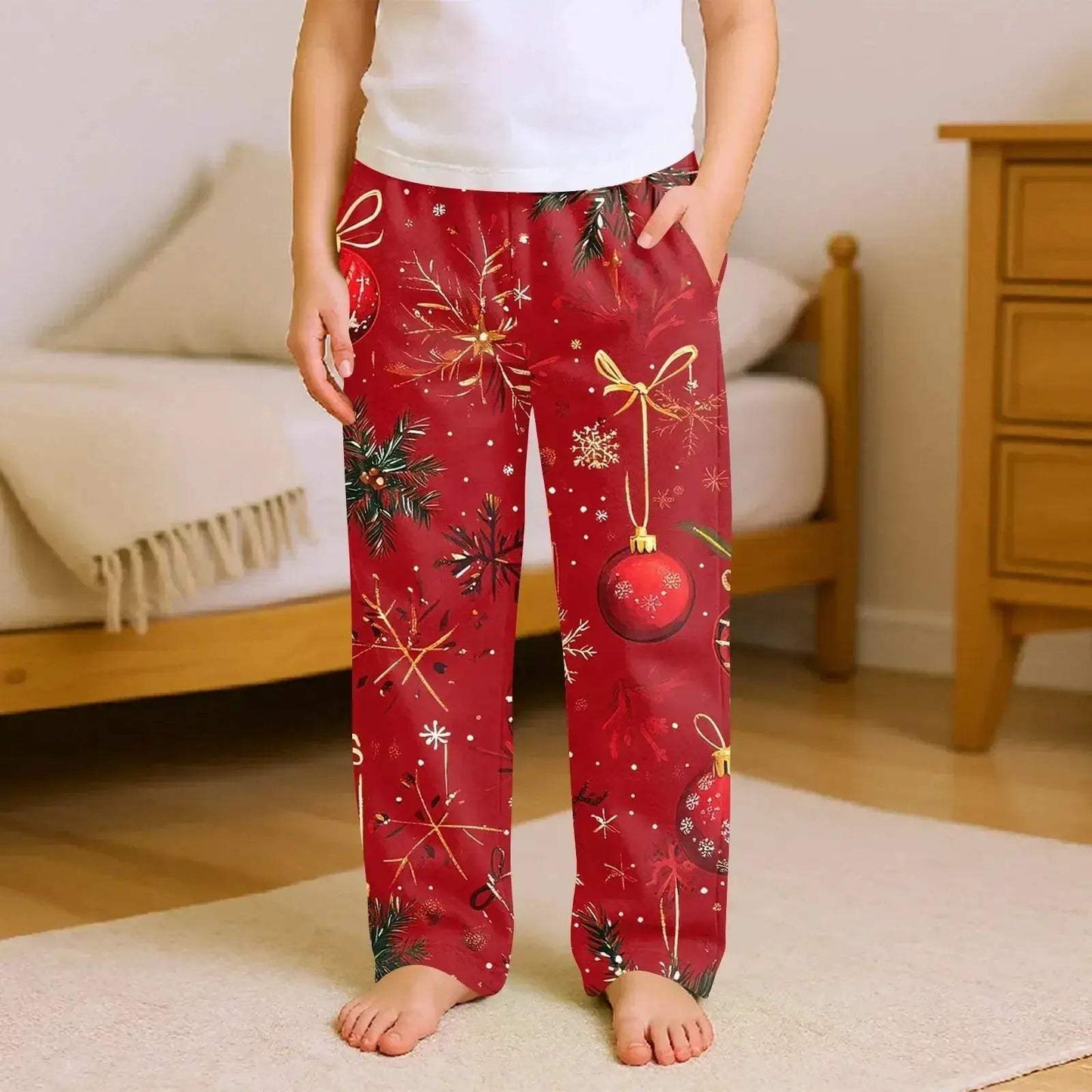 Kids Christmas Pajama Pants With Cartoon Print For Cozy Nights - ToylandEU