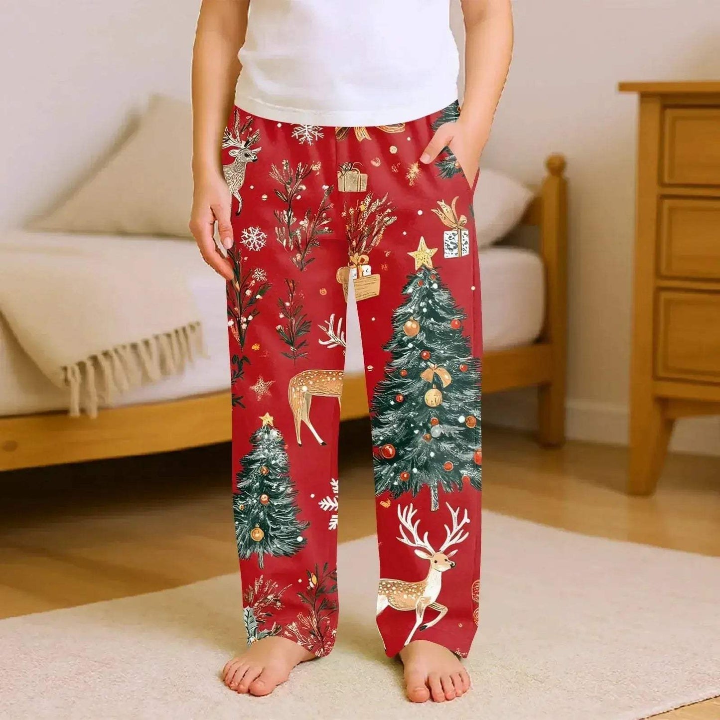 Kids Christmas Pajama Pants With Cartoon Print For Cozy Nights - ToylandEU