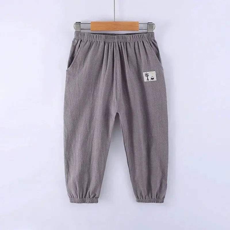  Kids Cotton Linen Mosquito Pants Elastic Waist Durable -  ToylandEU™