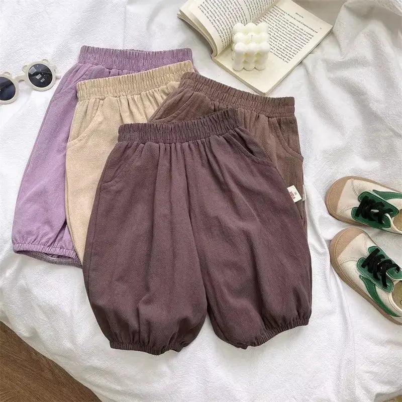  Kids Cotton Linen Pants Elastic Waist Summer Comfort -  ToylandEU™
