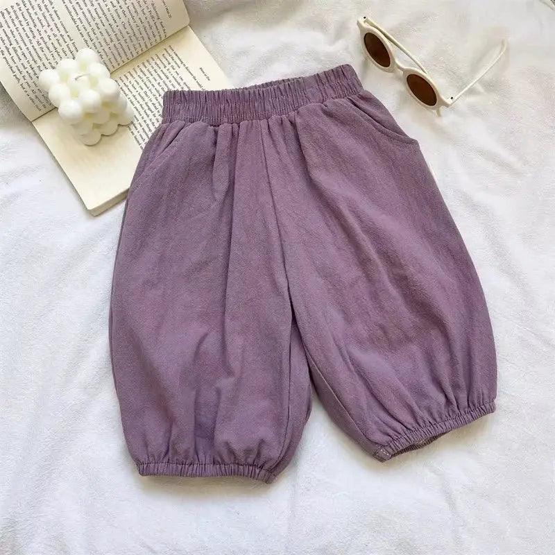  Kids Cotton Linen Pants Elastic Waist Summer Comfort -  ToylandEU™