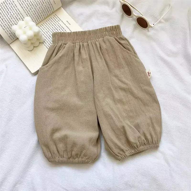  Kids Cotton Linen Pants Elastic Waist Summer Comfort -  ToylandEU™