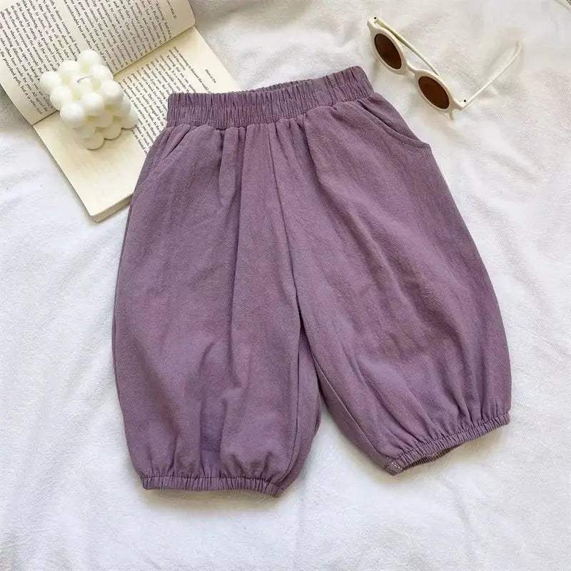  Kids Cotton Linen Pants Elastic Waist Summer Comfort -  ToylandEU™