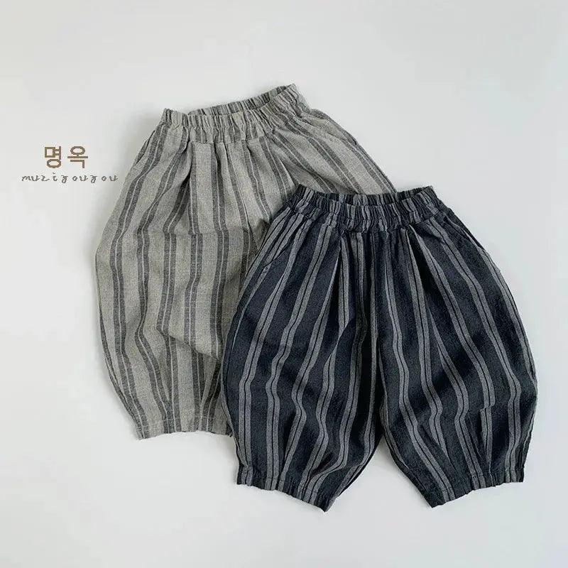 Kids Cotton Linen Pants Loose Fit Elastic Waist Soft -  ToylandEU™