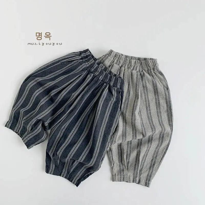  Kids Cotton Linen Pants Loose Fit Elastic Waist Soft -  ToylandEU™