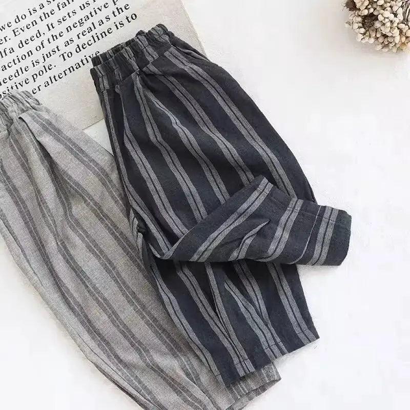  Kids Cotton Linen Pants Loose Fit Elastic Waist Soft -  ToylandEU™