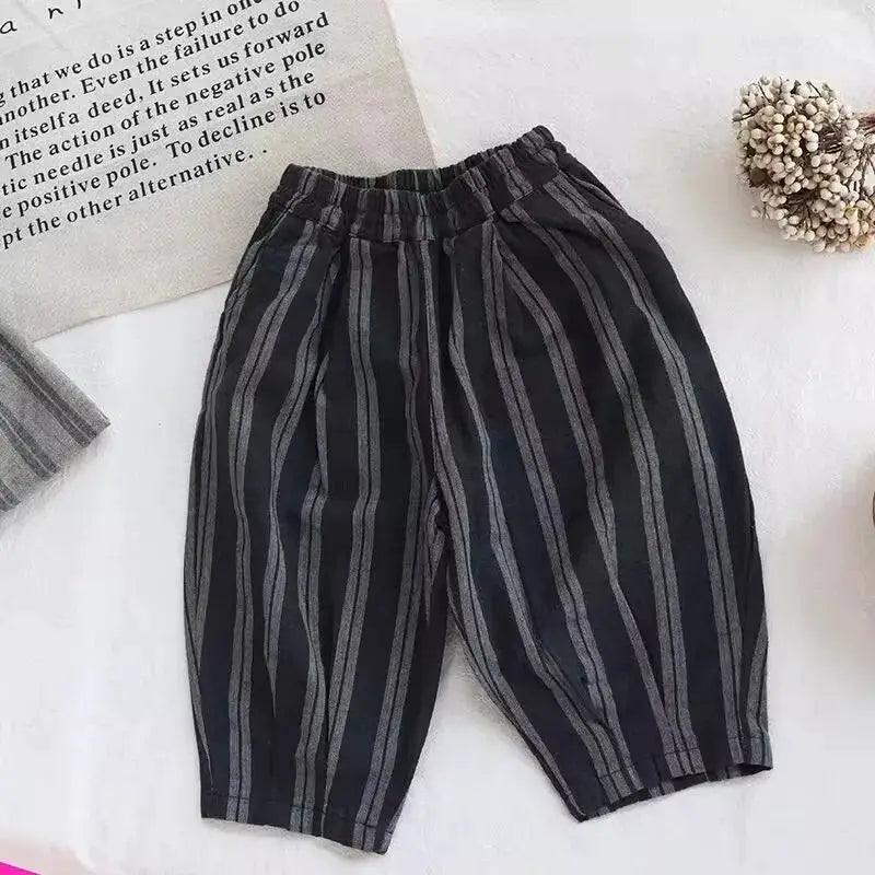  Kids Cotton Linen Pants Loose Fit Elastic Waist Soft -  ToylandEU™
