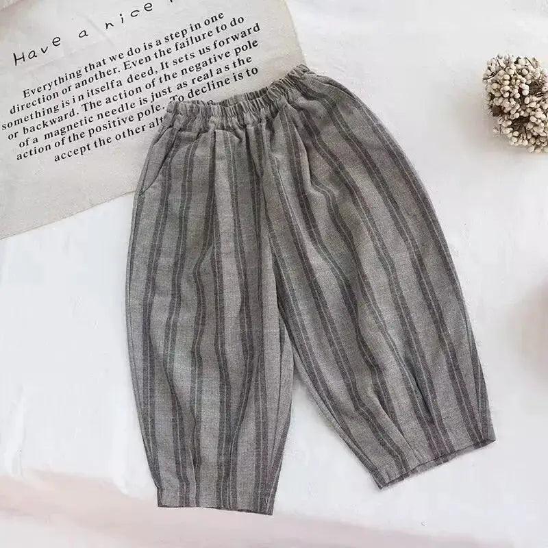  Kids Cotton Linen Pants Loose Fit Elastic Waist Soft -  ToylandEU™