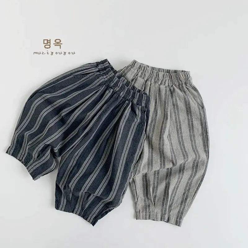  Kids Cotton Linen Pants Loose Fit Elastic Waist Soft -  ToylandEU™