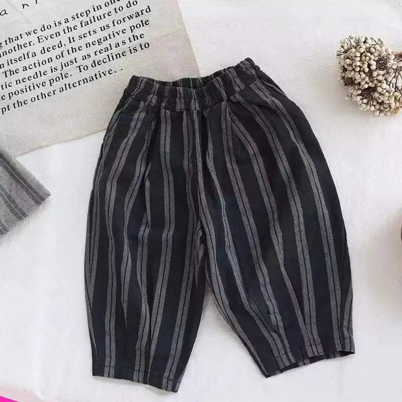  Kids Cotton Linen Pants Loose Fit Elastic Waist Soft -  ToylandEU™