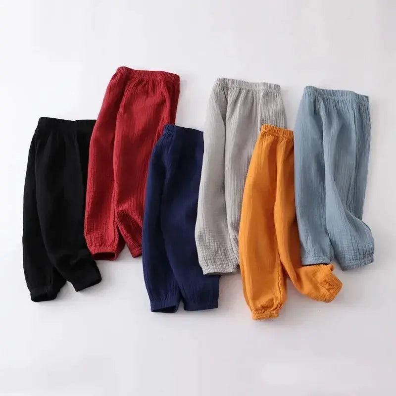  Kids Cotton Linen Pleated Harem Pants Elastic Waist -  ToylandEU™