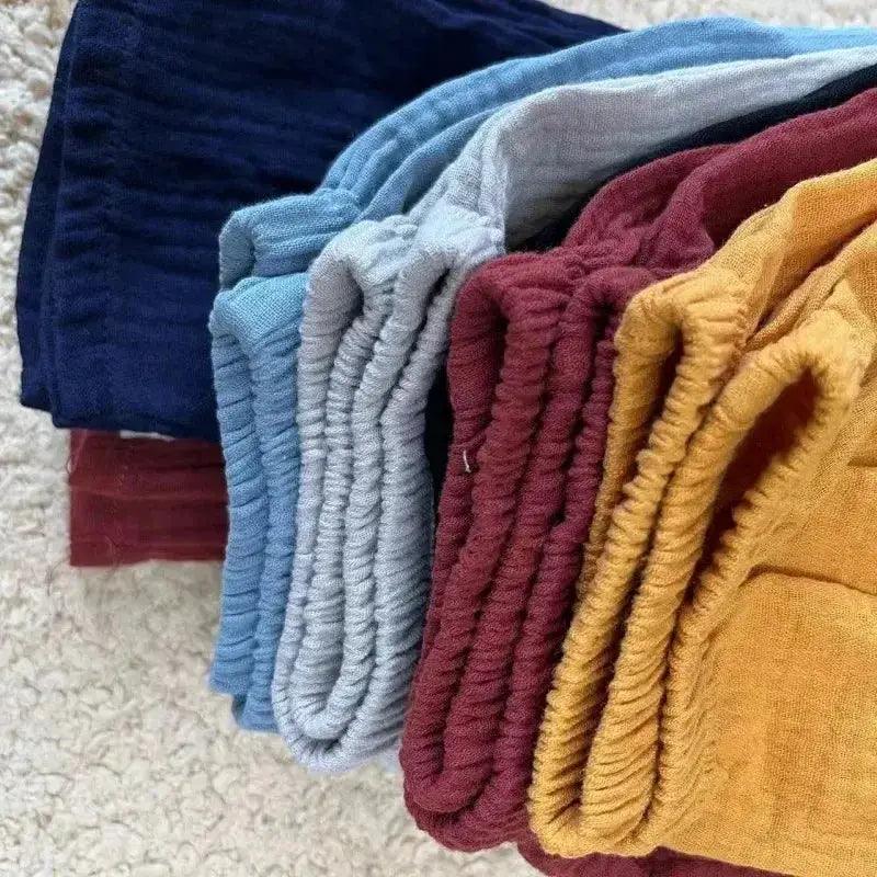  Kids Cotton Linen Pleated Harem Pants Elastic Waist -  ToylandEU™