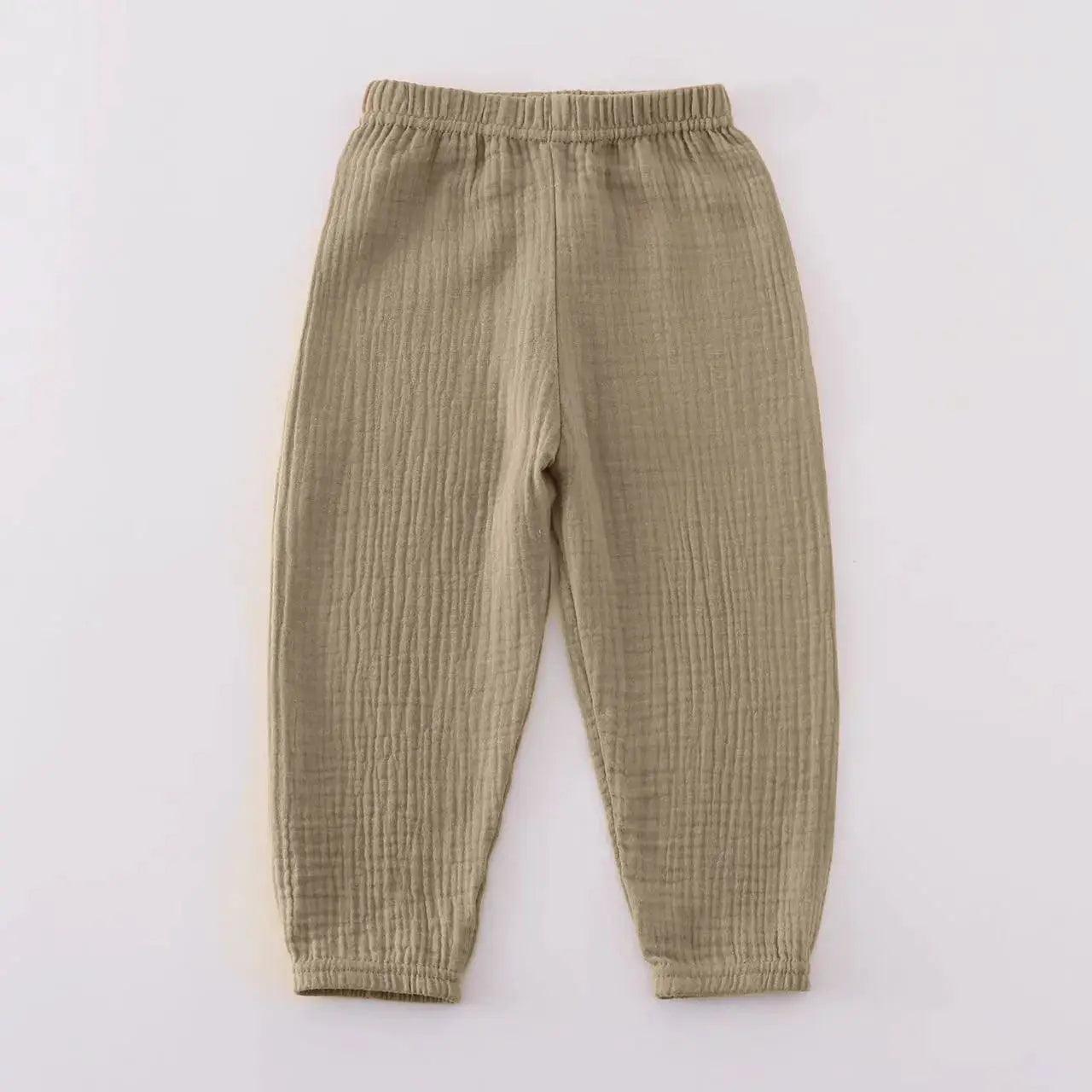  Kids Cotton Linen Pleated Harem Pants Elastic Waist -  ToylandEU™