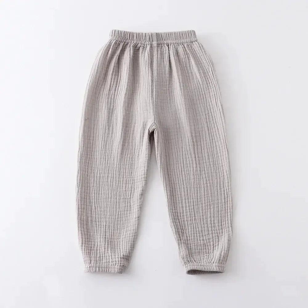  Kids Cotton Linen Pleated Harem Pants Elastic Waist -  ToylandEU™
