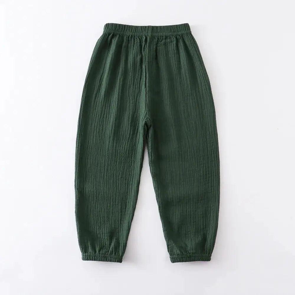  Kids Cotton Linen Pleated Harem Pants Elastic Waist -  ToylandEU™