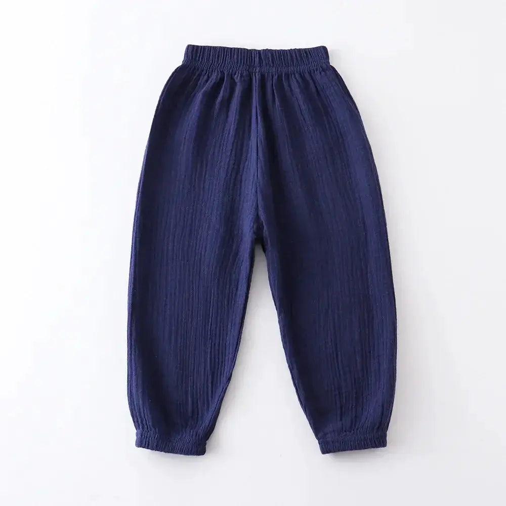  Kids Cotton Linen Pleated Harem Pants Elastic Waist -  ToylandEU™