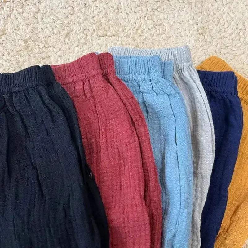  Kids Cotton Linen Pleated Harem Pants Elastic Waist -  ToylandEU™