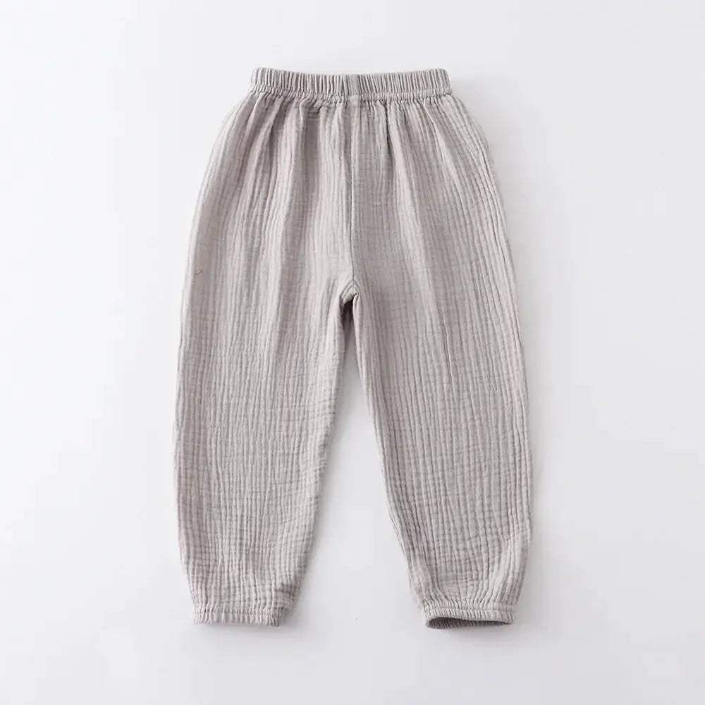  Kids Cotton Linen Pleated Harem Pants Elastic Waist -  ToylandEU™